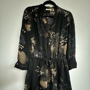 Babaton Midi Dress: size S.  Bust:18”, waist:14”, hips:21”. Material:100% silk